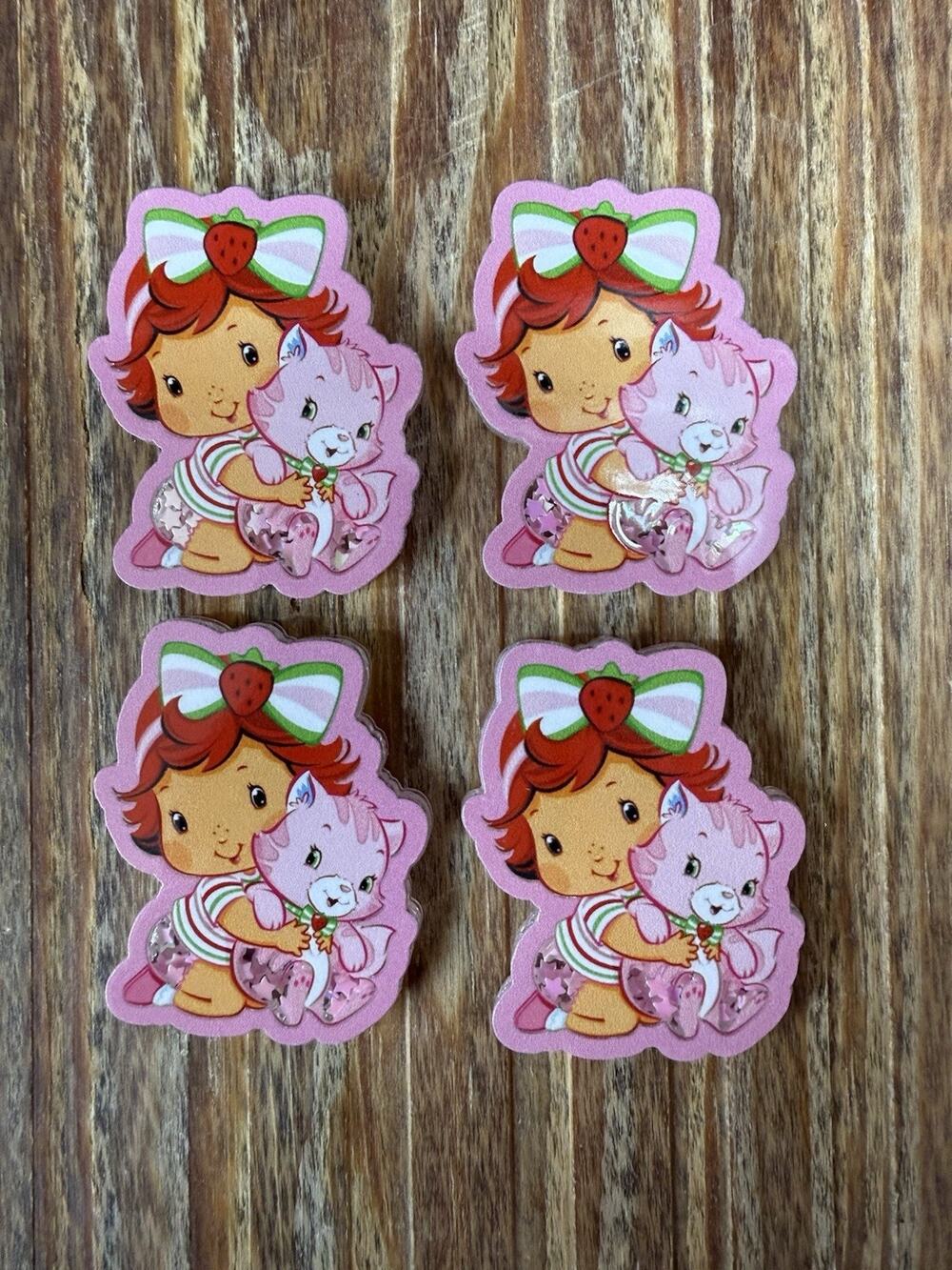 4 Pc Strawberry Shortcake Acrylic Flatbacks